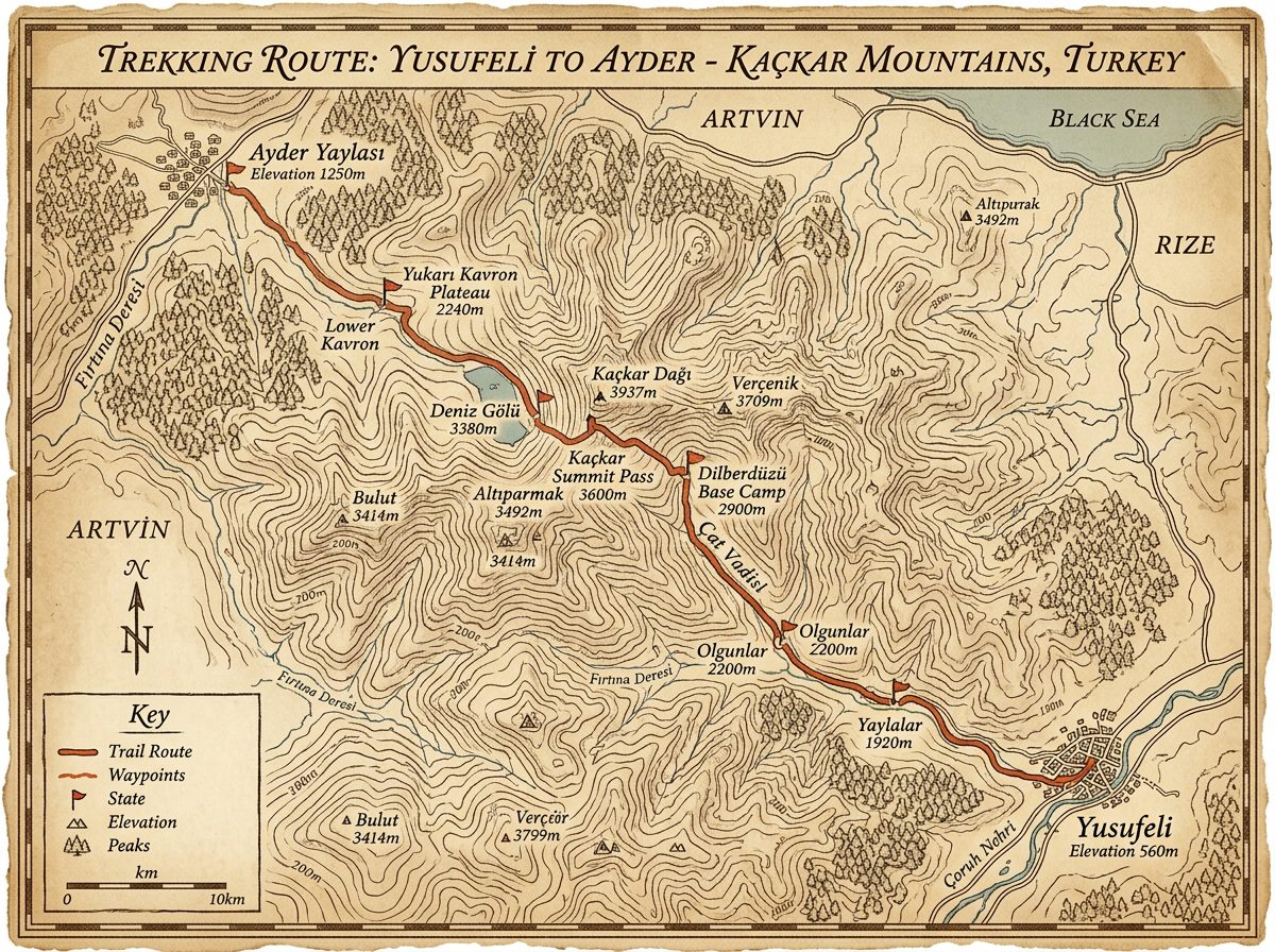 Kaçkar Mountains Trail Map