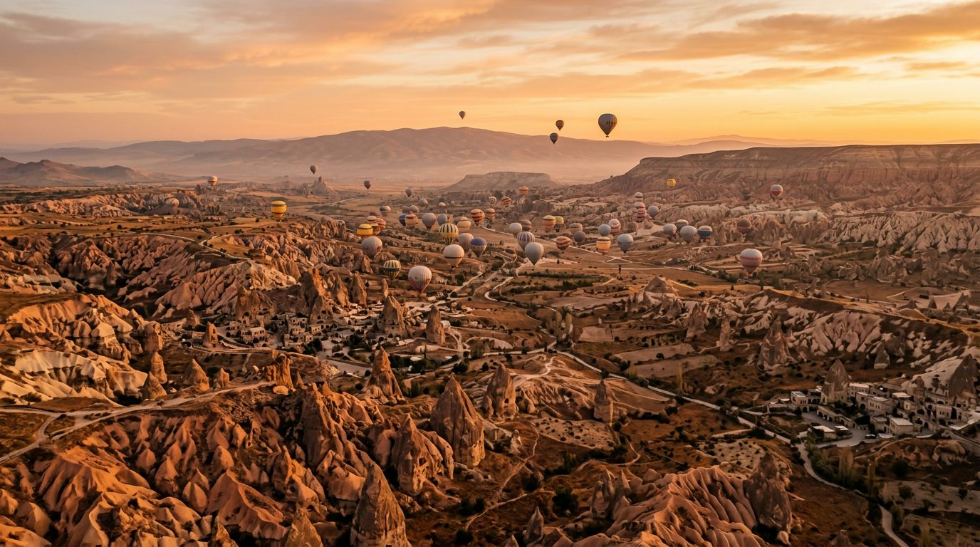 Cappadocia landscape at golden hour